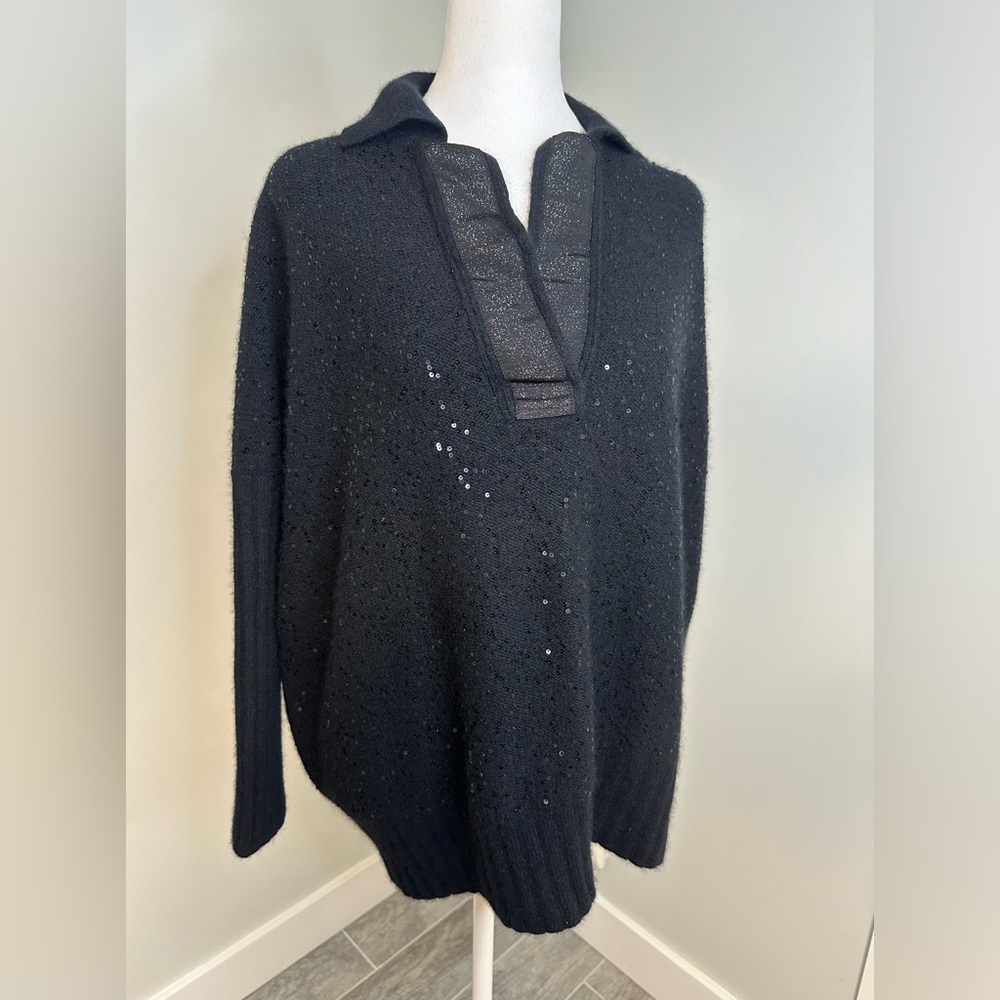 BVM  ITALY 🇮🇹 Cashmere Sequence Black  Sweater  Winter Cozy Luxury Minimalist
